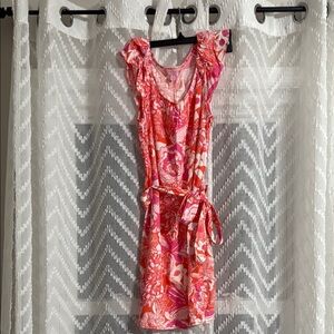 Lilly Pulitzer Orange and White Ruffled Tie Front Sundress